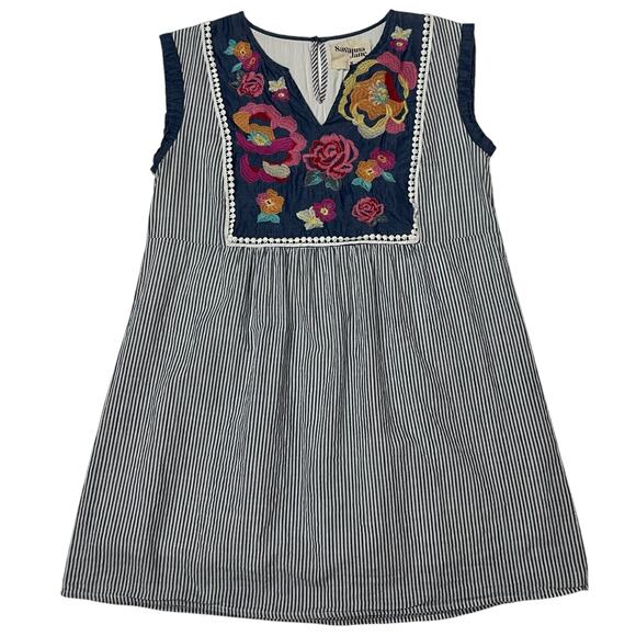 Savanna Jane Embroidered Tunic Mini Dress - Blue Multi - Medium - Picture 7 of 13